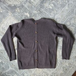 Polagram Women's Charcoal Sweater with Button Detail Medium